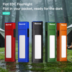 Banral EC2407 Rechargeable EDC Flat Flashlight with UV, Red Blue Light and White LED, 1200 Lumens USB-C Portable Pocket Flash Light, Mini Magnetic Work Flashlight (1, Black)